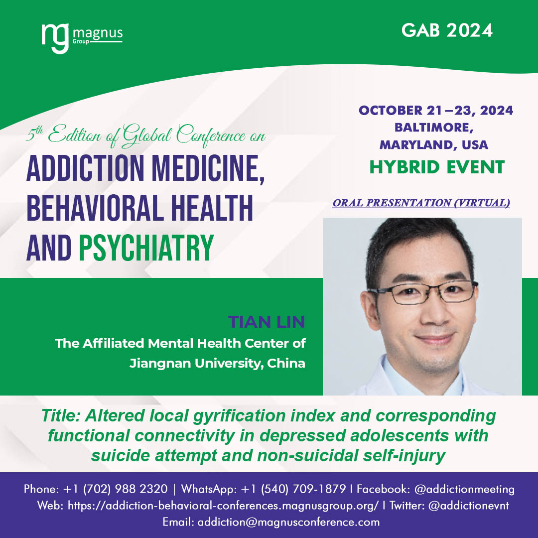 addictionevnt's tweet photo. Meet #Tian_Lin joining us at @addictionevnt by @magnus_group this October. Dr. Lin is set to offer valuable insights and innovative perspectives.
🗓️ October 21-23, 2024
📞 1 (702) 988 2320
Don’t miss out—register now at: https://t.co/oO5BCJZZTu
#GAB2024 #Addictionconference https://t.co/j7BOerOtaj
