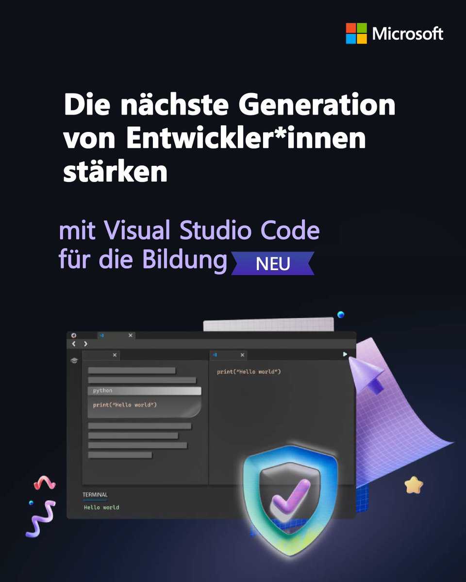 In der heutigen digitalen Welt ist das Programmieren eine wesentliche Fähigkeit. So können Schüler*innen u.A. Python und Javascript in einer sicheren Online-Umgebung mit Visual Studio Code for Education lernen: msft.it/6018lXdKj
#Programmieren #Edu