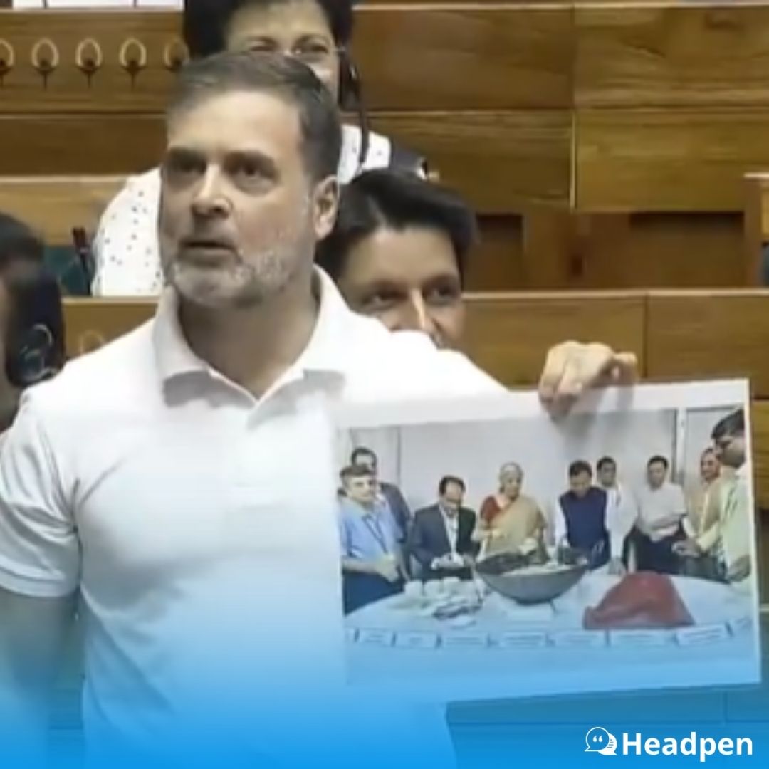 officialheadpen's tweet photo. In #LokSabha , #RahulGandhi  showed a Halwa ceremony photo, stating, "#Budget ka halwa is being distributed. I can't see any OBC, tribal, or Dalit officer. 20 officers prepared India's Budget, excluding 73% of the population."

#Budget2024 #BudgetReactions #NirmalaSitharaman #OBC_SC_ST @RahulGandhi