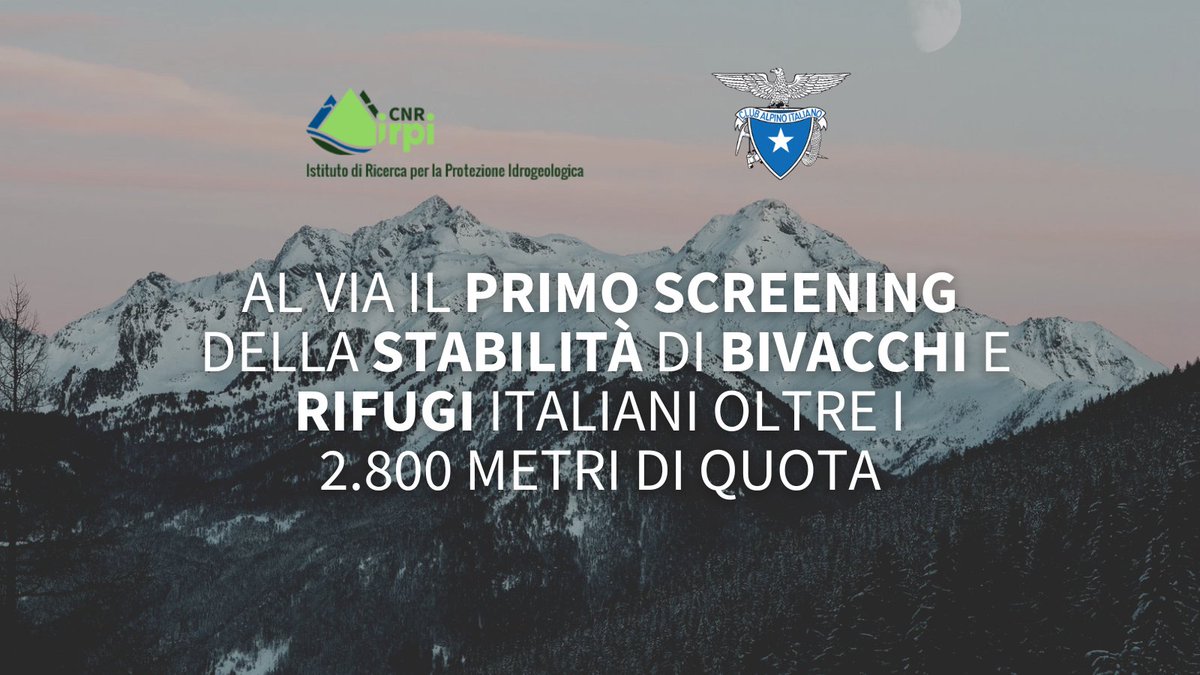 CNR Consiglio Nazionale delle Ricerche (@cnrsocial_) on Twitter photo Dalla collaborazione tra <a href="/CNR_IRPI/">CNR IRPI</a> e <a href="/CAI150/">Club Alpino Italiano</a> nasce il progetto “RESALP – Resilienza strutture alpine”: per la prima volta saranno indagate le condizioni di stabilità di bivacchi e rifugi italiani oltre i 2.800 metri di quota
Scopri di più👇
cnr.it/it/nota-stampa…
<a href="/MC_Carro/">MariaChiara Carrozza</a> Dalla collaborazione tra <a href="/CNR_IRPI/">CNR IRPI</a> e <a href="/CAI150/">Club Alpino Italiano</a> nasce il progetto “RESALP – Resilienza strutture alpine”: per la prima volta saranno indagate le condizioni di stabilità di bivacchi e rifugi italiani oltre i 2.800 metri di quota
Scopri di più👇
cnr.it/it/nota-stampa…
<a href="/MC_Carro/">MariaChiara Carrozza</a>