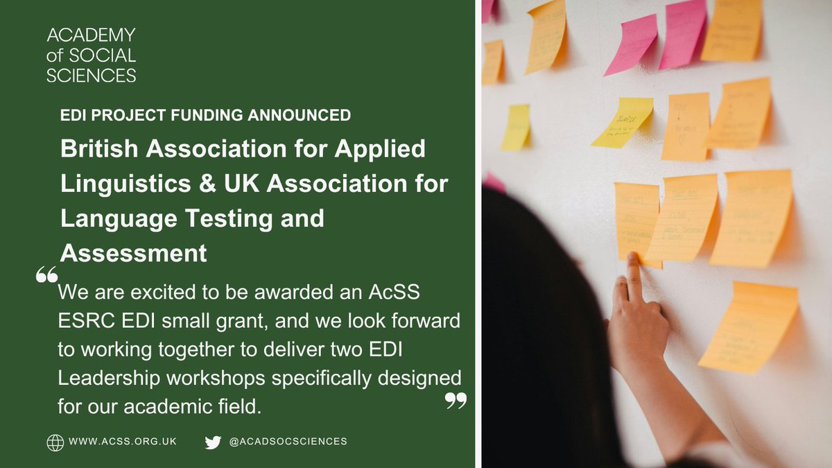 AcadSocSciences's tweet photo. Congratulations to @__BAAL &amp; @UKALTA2 who have received funding, as part of our joint EDI Project with @ESRC and our learned societies, to hold two workshops which will contextualise &amp; place EDI issues at the heart of academic leadership.
➡️https://t.co/V47X7CGRJO https://t.co/EICN3E3fEk
