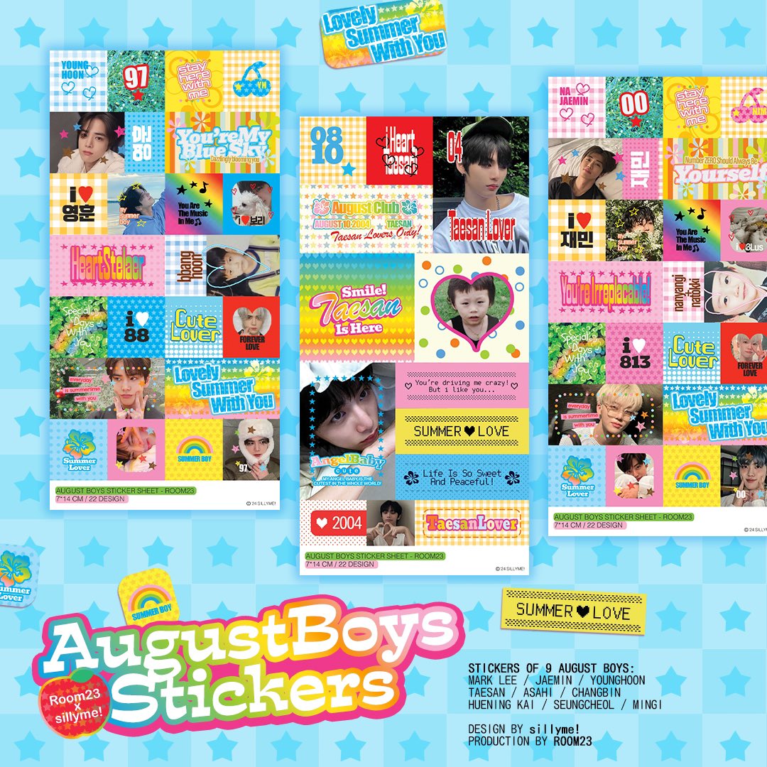 aUgust boys STickers🍀

📒room23 x <a href="/heysillyme/">silly me!</a> !🧽🩷

mark lee / jaemin / younghoon / taesan / asahi / changbin / heuning kai / seungcheol / mingi

08.03~08.31

IDR 28K or get this for free with minimum purchase of idr 199k!!! (regular items only)