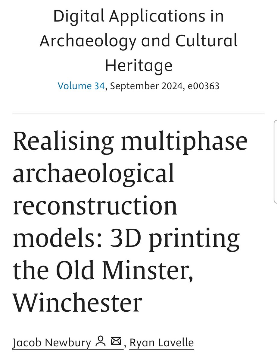 Congratulations to BA alumnus and incoming PhD researcher <a href="/JJNewbs/">Jacob Newbury</a> on the publication of his first article in <a href="/sciencedirect/">Elsevier | ScienceDirect</a>! Co-authored with Prof. Ryan Lavelle, it explores the methods and uses of 3D printing the lost Old Minster, Winchester.  sciencedirect.com/science/articl…