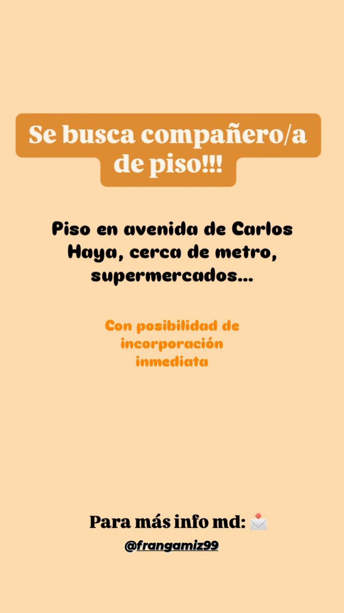 Se busca compañero/a de piso con posibilidad de entrada inmediata!!!
En avenida Carlos de Haya, con buenas comunicaciones. Más info md!
#pisosmalaga #malaga #pisos #alquiler