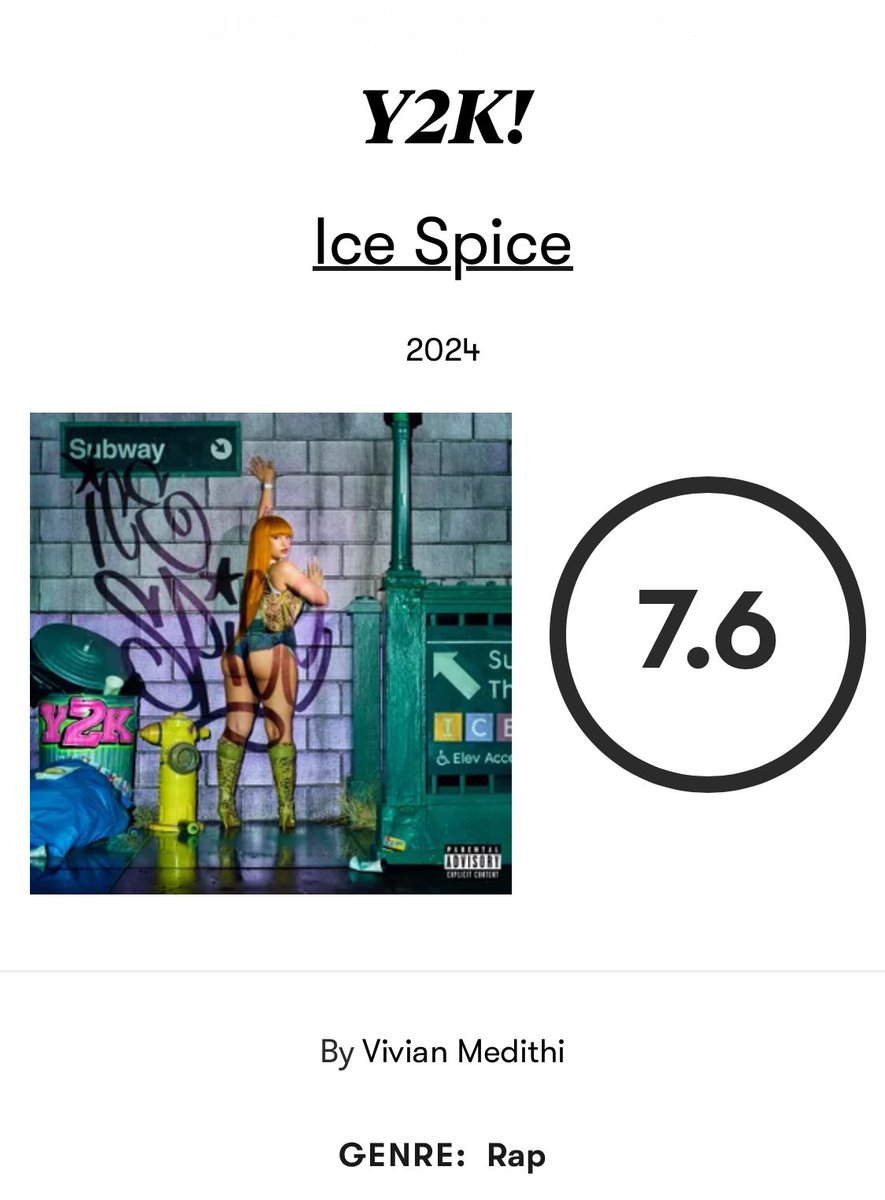 FemaleRapHub's tweet photo. @icespicee_ Y2K! Has been ranked the highest rated female ALL rap Project of this Decade Just 0.2 points bellow Good News By Megan Thee stallion https://t.co/DXFf4pqzOi