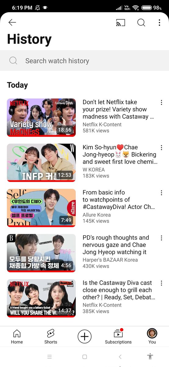 dyeniness's tweet photo. My YouTube history earlier. 😁
Rewatching #KimChae W Korea interview coz I haven't had enough of them. 🥲

#SerendipitysEmbrace #우연일까 #KimSoHyun #ChaeJongHyeop #김소현 #채정협 https://t.co/vBPvpFzEzh