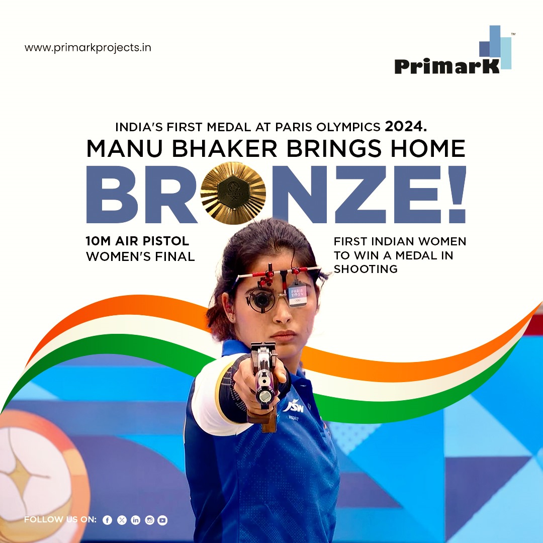 Bronze Brilliance! Manu Bhaker brings home our first medal at the Paris 2024 Olympics, making history as the first Indian woman to win a shooting medal with a stunning bronze! Bravo, champion! Best wishes to all our Indian Olympians!

#olympics2024 #womensfinal #PrimarkProjects