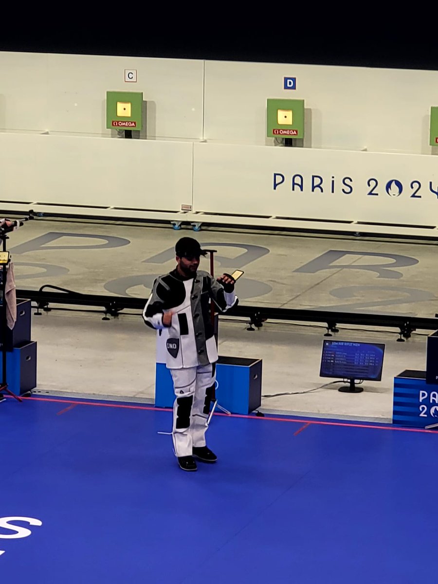 BPDALPURA's tweet photo. Arjuna Babuta misses out on a medal in 10 m Air Rifle for men. 

#Paris2024
#CheerforBharat
#Olympics2024Paris https://t.co/Gxw24ZMYDz