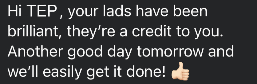 After a beautiful weekend, working in the sunshine is there anything better than receiving this message on a Monday morning? 

No matter how busy, our team always make us proud! 💪 

#happycustomers #customerfeedback #teamworkmakesthedreamwork #greatstarttotheweek