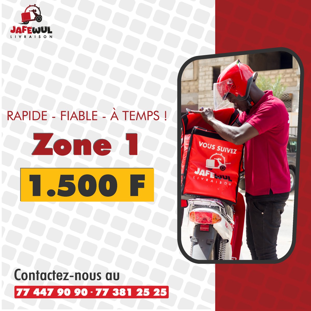 jafe_wul's tweet photo. Pour la Zone 1, profitez d’une livraison à 1500 F dans les quartiers suivants : Yeumbeul, Cité SAR , Petit Mbao, Diamaguene sicap, Mbao, Route de Boune, Malika Montagne, Malika cité Sonatel, Keur massar, Zac Mbao, Rufisque

Contactez-nous dès maintenant au 77 381 25 25 https://t.co/sCRc9Jkzup
