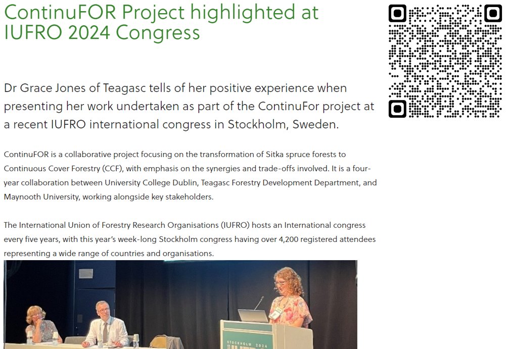 Grace Jones (@continufor) on Twitter photo New Teagasc Daily about #ContinuFOR at the <a href="/IUFRO/">IUFRO</a> congress 🥳 Cool to see project people from <a href="/ucd_forestry/">UCD Forestry</a> and <a href="/MaynoothBiology/">Maynooth Biology</a> too! 🤩
Cheers for help writing <a href="/IanShort_Forest/">Ian Short - Forestry Researcher</a> New Teagasc Daily about #ContinuFOR at the <a href="/IUFRO/">IUFRO</a> congress 🥳 Cool to see project people from <a href="/ucd_forestry/">UCD Forestry</a> and <a href="/MaynoothBiology/">Maynooth Biology</a> too! 🤩
Cheers for help writing <a href="/IanShort_Forest/">Ian Short - Forestry Researcher</a>
