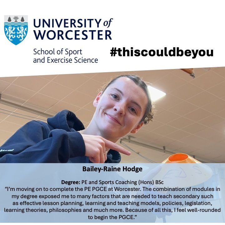 PE &amp; Sports Coaching graduate Bailey is moving onto her PGCE in Physical Education as a result of her undergraduate experiences #itcouldbeyou