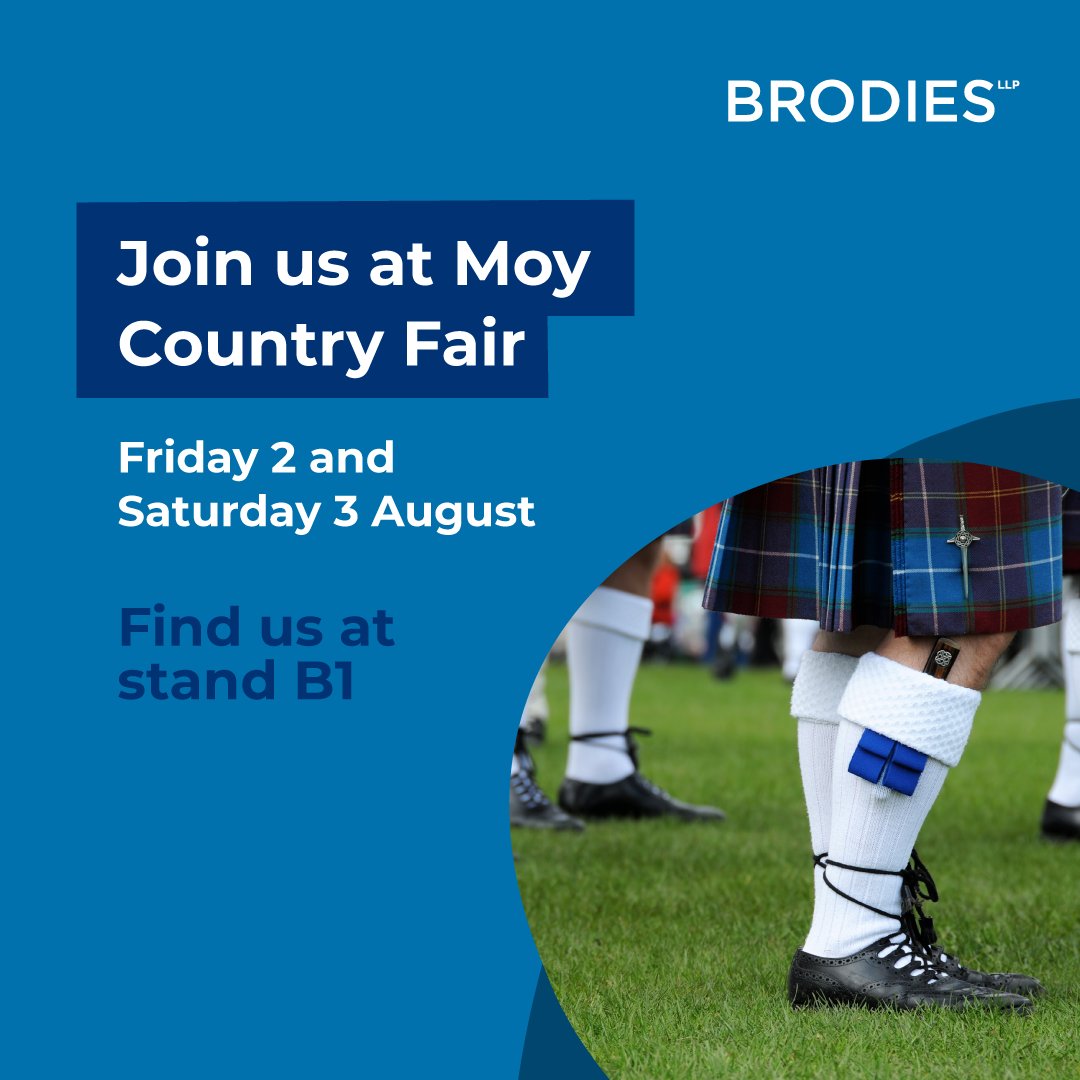 Brodies LLP (@brodiesllp) on Twitter photo Meet us at <a href="/HFSFMoy/">Moy Country Fair</a>, where colleagues from our rural, personal and family, real estate, corporate and energy teams will be meeting attendees at stand B1 on Friday 2 and Saturday 3 August. Meet us at <a href="/HFSFMoy/">Moy Country Fair</a>, where colleagues from our rural, personal and family, real estate, corporate and energy teams will be meeting attendees at stand B1 on Friday 2 and Saturday 3 August.