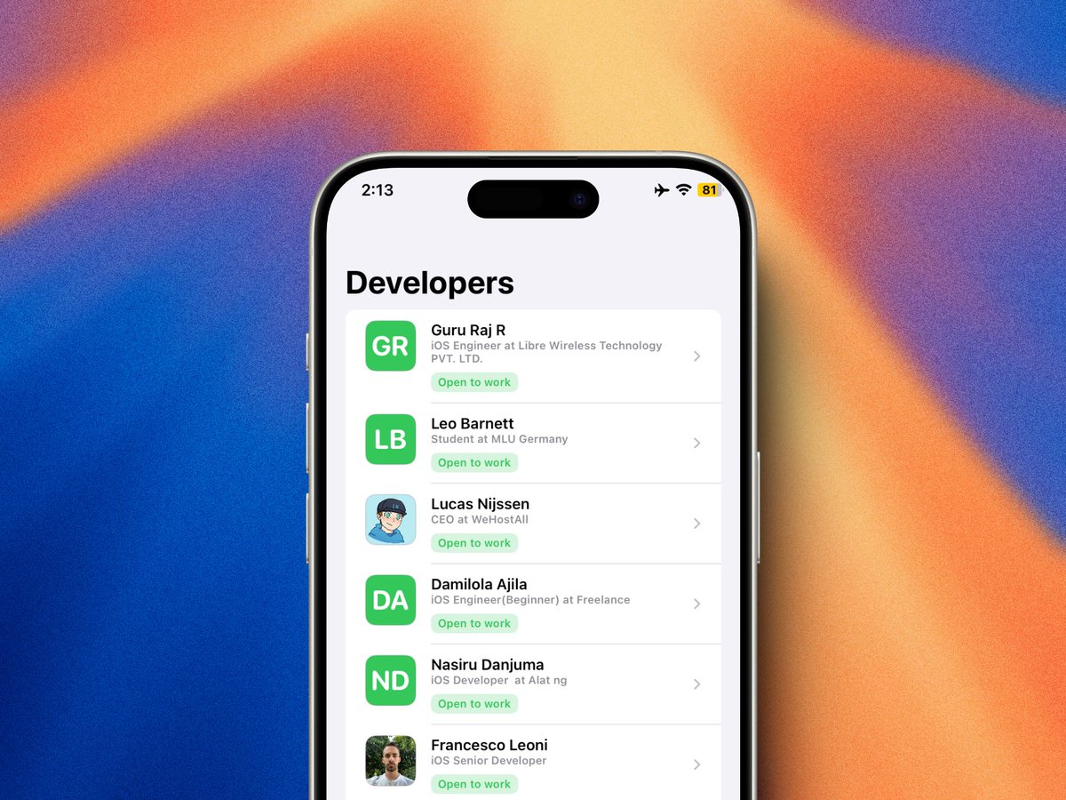 saifcodes's tweet image. Want to highlight yourself and your portfolio in the iOS dev community for connections and potential opportunities? 
Create your profile on SwiftHub now! 💁🏻
#swiftlang #iosdev #swiftui