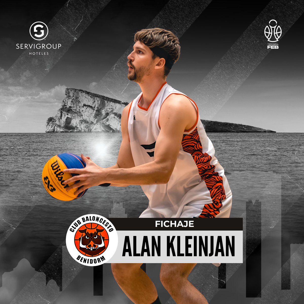 cbbenidorm's tweet photo. ¡¡¡FICHADO!!!
Alan Keinjan se convierte en el primer fichaje del Servigroup Benidorm para la próxima temporada 2024/2025.
El alero de 27 años procede del CB Sueca y es cantera del Gandía Bàsquet donde ha disputado 5 temporadas en la liga EBA y 3 Fases Finales. 
¡Bienvenido Alan! https://t.co/zJxbwVSdHP