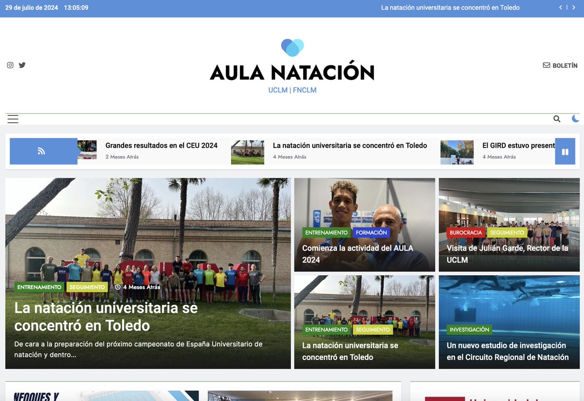 Alex López (@lpezlpz) on Twitter photo Me gustaría presentaos esta página web. Para reconocer el trabajo que de la mano llevan a cabo profesionales del mundo de la natación y docentes e investigadores de la Universidad de Castilla-La Mancha gracias al apoyo de <a href="/jmgrave/">Chema González Ravé</a> <a href="/GardeJulian/">Julian Garde</a>
fnclm.com/aula/ Me gustaría presentaos esta página web. Para reconocer el trabajo que de la mano llevan a cabo profesionales del mundo de la natación y docentes e investigadores de la Universidad de Castilla-La Mancha gracias al apoyo de <a href="/jmgrave/">Chema González Ravé</a> <a href="/GardeJulian/">Julian Garde</a>
fnclm.com/aula/