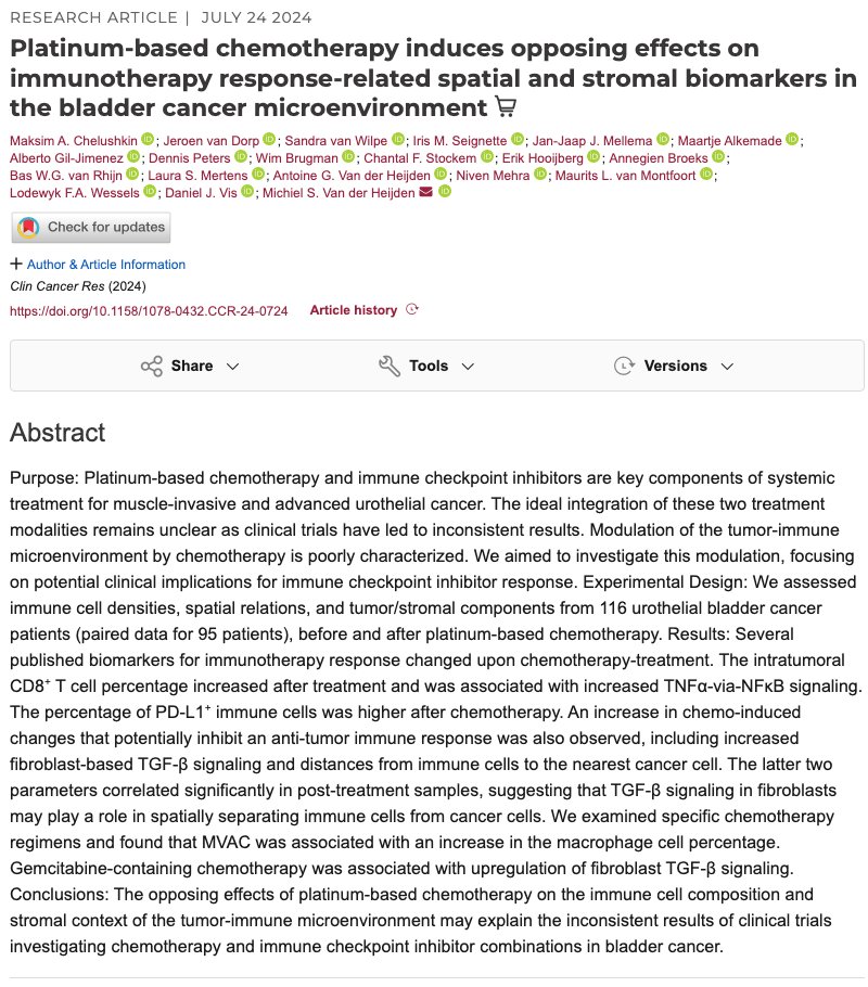 Platinum-based chemotherapy affects immune cell composition and tumor microenvironment in urothelial cancer. Increases in CD8+ T cells and PD-L1+ cells, but also fibroblast-based TGF-β signaling, may explain mixed results in clinical trials with chemo and immune checkpoint