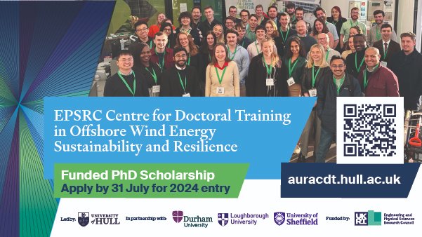 EEIatHull's tweet photo. Apply by 31 July for this funded #PhD with our #AuraCDT @edfenergy &amp; @DEI_durham at @durham_uni
Help overcome tech challenges involved in the #RDI &amp; roll-out of Floating Offshore Wind #FOWT 
Info &amp; link to apply:
https://t.co/tdg2rTZFwY https://t.co/HbOGNQhwM4
