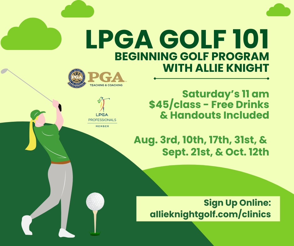 FairwaysKnox's tweet photo. Ready to tee off? ποΈββοΈ Join the LPGA Golf 101 Beginner Program w/ Allie Knight every Saturday at 11am at Fairways & Greens! Only $45 per class at Fairways and Greens. Sign up now at https://t.co/HVsEIJL1YQ and start your golfing journey! #GolfClasses #BeginnerGolf #AllieKnightGolf https://t.co/72ZRrB3jeQ
