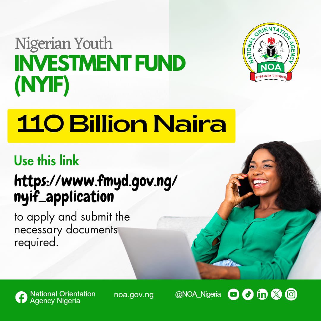 The Nigeria Youth Investment Fund (NYIF), with a budget of N110 billion, is an initiative aimed at supporting young Nigerian entrepreneurs and innovators. This fund is designed to provide financial assistance to youth-led businesses, enabling them to grow, create jobs, and