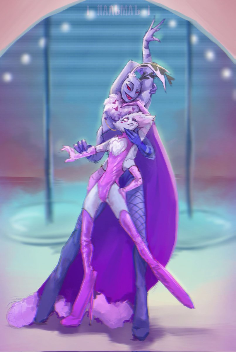 "Daddy's a performer too"

[#HazbinHotel #Valentino #AngelDust #Vivziepop #ValAngel #art ]