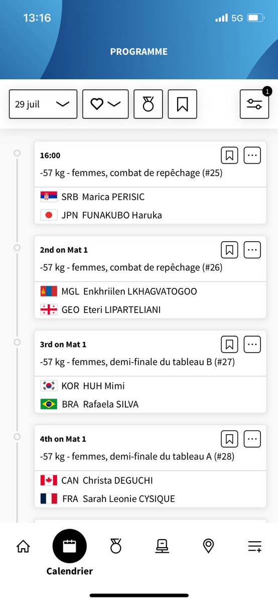 On se retrouve à 16h pour la demie de Sarah 🔥