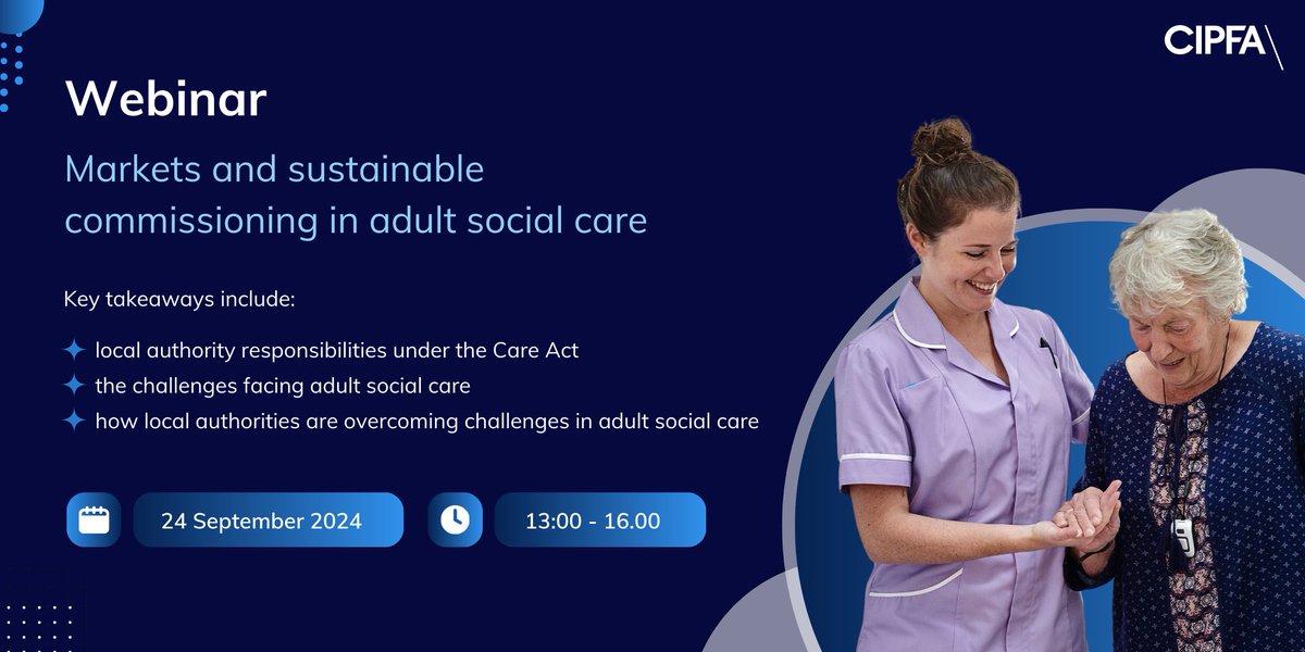 ❓ Are you in charge of commissioning and market management in adult social care?

📅 Join CIPFA on 24 September for a webinar exploring sustainable approaches to commissioning and improving outcomes within adult social care.
 
Book now: tinyurl.com/yfjndjud
 
#AdultSocialCare