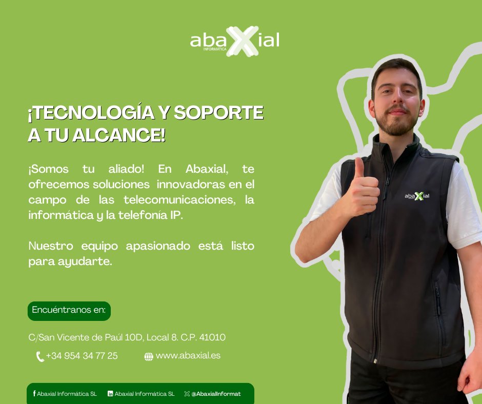 AbaxialInformat's tweet photo. ¡Transforma tu conectividad con Abaxial! 🌐
Ofrecemos soluciones en telecomunicaciones, informática y telefonía IP. ¡Nuestro equipo apasionado está listo para ayudarte! 🚀
#Innovación #Telecomunicaciones #Tecnología https://t.co/SJ8lwnNY2H