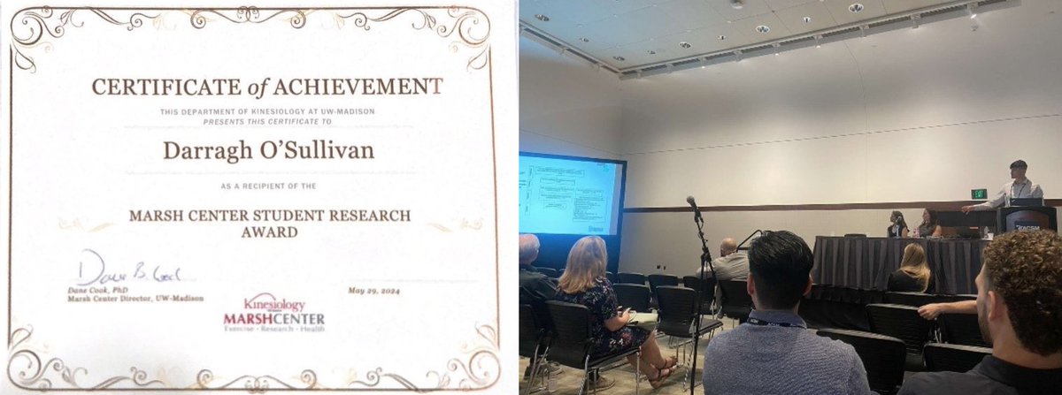 PhD student <a href="/Darragh_Sully/">Darragh O’Sullivan</a> was awarded the <a href="/ACSMNews/">American College of Sports Medicine</a> March Center Student Research Award in Boston after presenting his recent meta-analytic findings on the effect of resistance training exercise on depression.