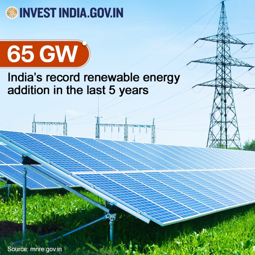 With 100% #FDI allowed under the automatic route in the #renewable energy generation and distribution projects, #NewIndia invites the world to join hands for a greener future.🤝🍀🌎 Will you?

Know more: bit.ly/II-Renewable

#InvestInIndia #RenewableEnergy #CleanEnergy