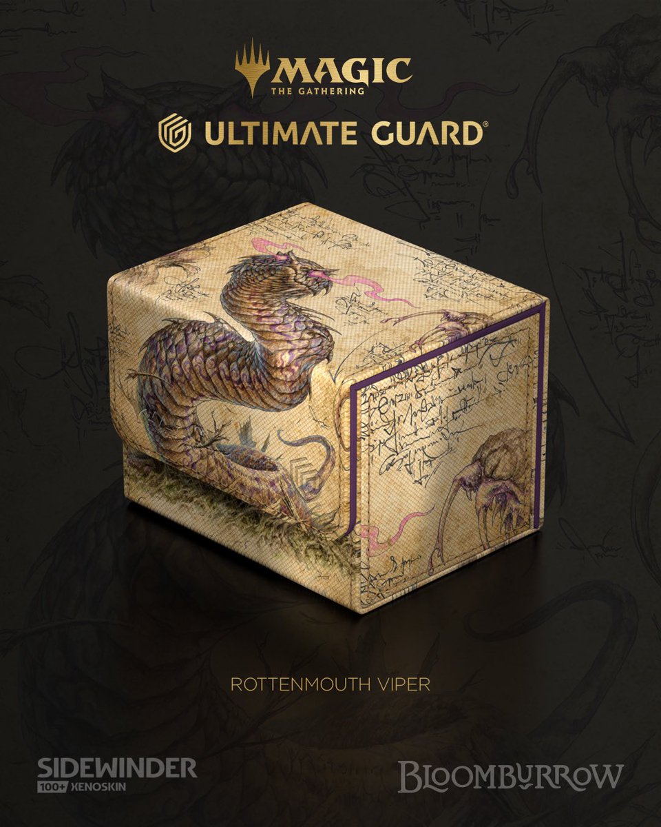 UltimateGuard's tweet image. Part Two: Maha✨Ygra✨Rottenmouth Viper✨Sunspine Lynx

Explore the ferocious side of #MTGBloomburrow! Our #Sidewinder 100+ features officially licensed @wizards_magic artwork of the epic Calamity Beasts and other predators in the ‚field notes‘ treatment.

#UltimateGuard