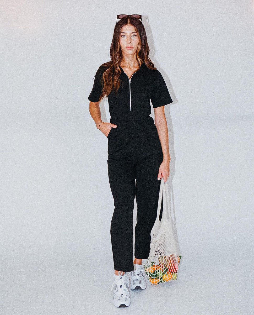 Our best-selling Polo Jumpsuit is back in Jet Black 🖤 comfortable, versatile and made with soft GOTS certified organic cotton 🌱