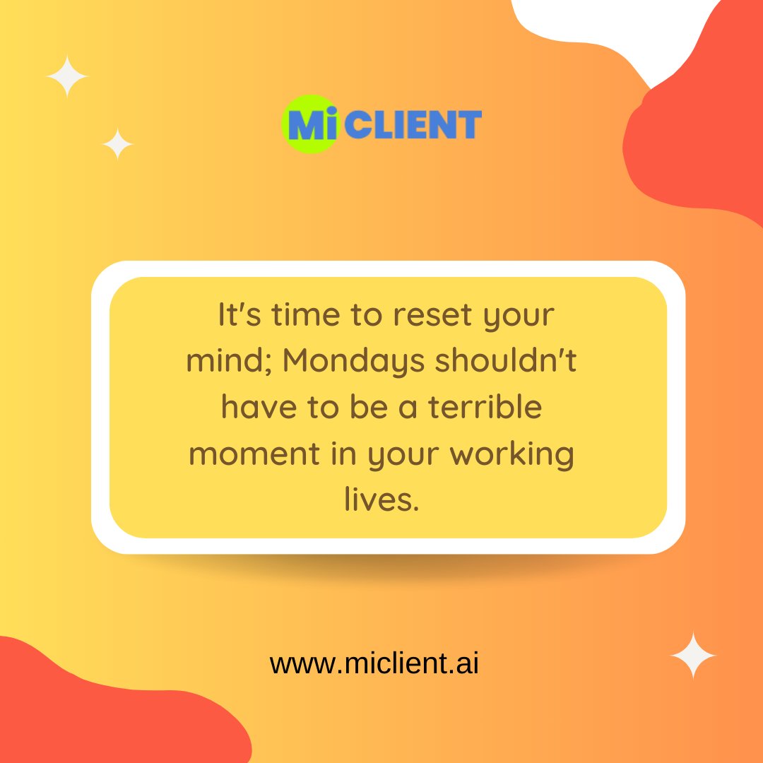 MiClient's tweet image. Believe in your vision, take bold action, and make this week count! Kickstart your week with a clear plan, a positive attitude, and a commitment to crushing your business goals.

#mondaymotivation #businessmindset #leadership #businessgrow #growth #businessindia #startupindia