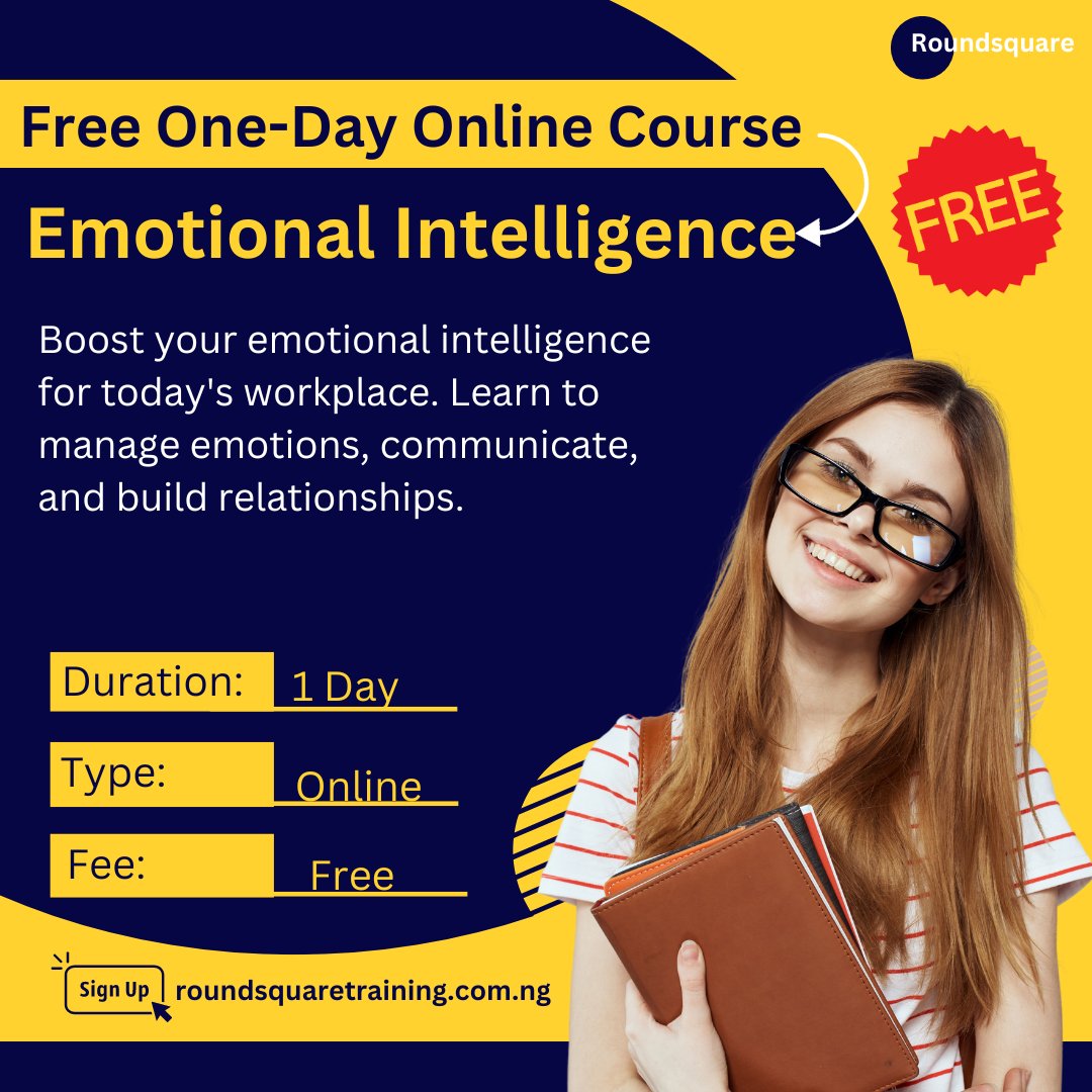 Roundsquareng's tweet image. Are you ready to boost your skills? Our free online  course on emotional intelligence is happening on August 23, 2024. Don’t miss out on this opportunity to learn and grow. #EmotionalIntelligence #FreeonlineCourse #SkillEnhancement