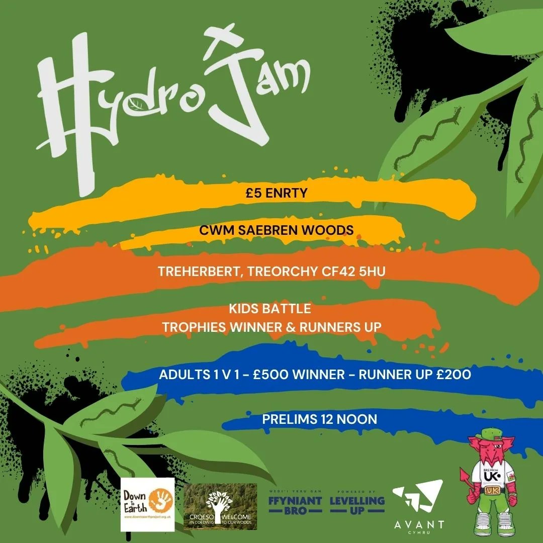 AvantCymru's tweet image. Hydro Jam August 10th

Judge announcement @jamaaldrisc 

Brining knowledge and sharing his skills at the UKs carbon neutral Breakin' jam, cannot wait, so grateful 🙏🙌. 

Winners £500 runners up £200. Trophies for under 16s
#breakin #breakingolympics