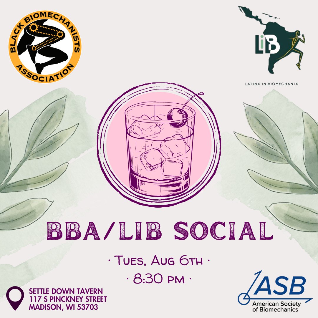BlackBiomechanists (@blackbiomechs) on Twitter photo BBA's back at ASB!!🙌🏾 Busy conference schedule? Take a break from all the science to relax & socialize with your favorite Biomechanists! <a href="/LatinxBiomech/">Latinx In Biomechanix</a>
If you like our new logo, there'll be prizes & swag to win in a free raffle!😁✌🏾
More details here: bba.membershiptoolkit.com/events BBA's back at ASB!!🙌🏾 Busy conference schedule? Take a break from all the science to relax & socialize with your favorite Biomechanists! <a href="/LatinxBiomech/">Latinx In Biomechanix</a>
If you like our new logo, there'll be prizes & swag to win in a free raffle!😁✌🏾
More details here: bba.membershiptoolkit.com/events