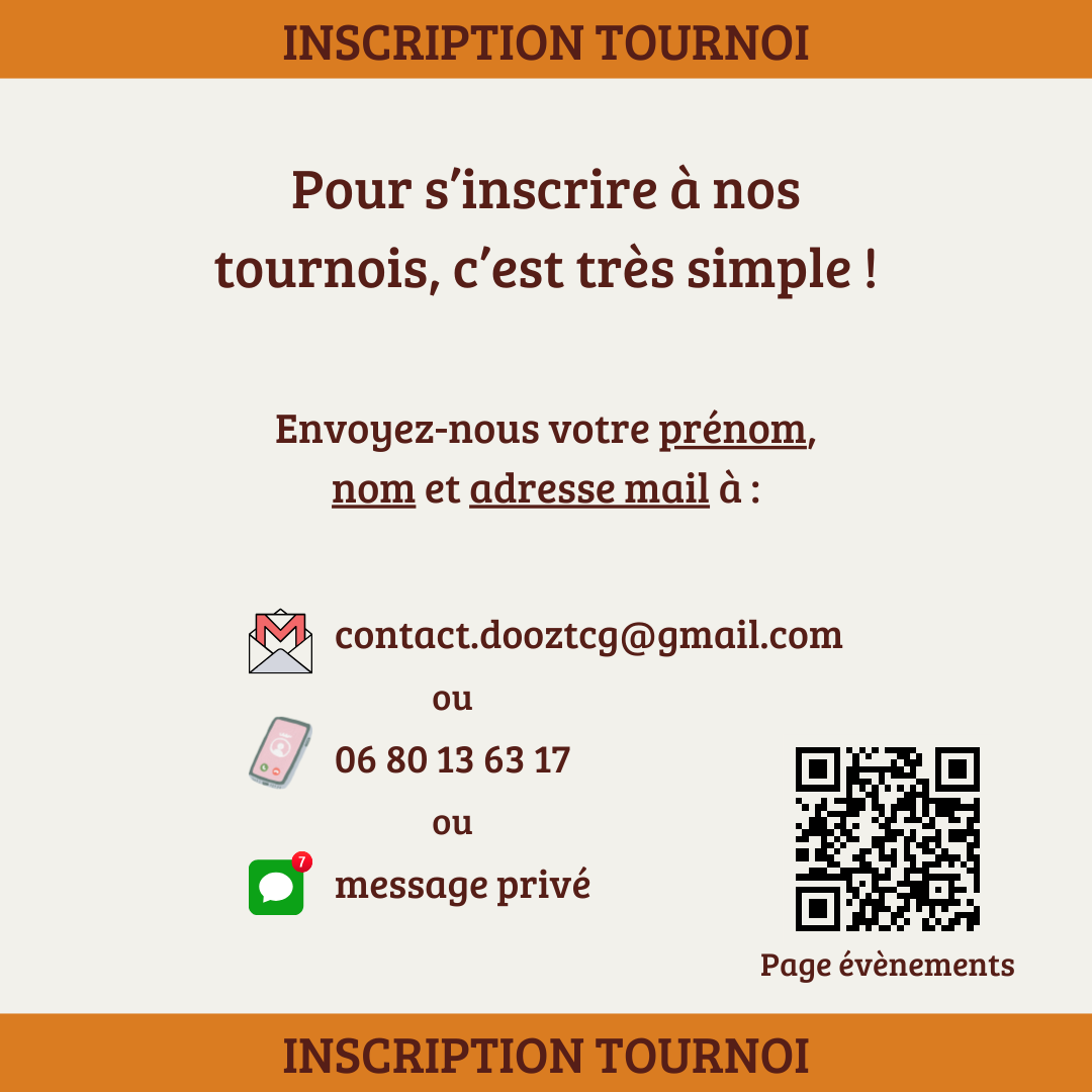 Rien de compliqué pour s'inscrire à nos tournois ! 🔥

#dooztcg #tcg #events #evenements #tournois #strasbourg