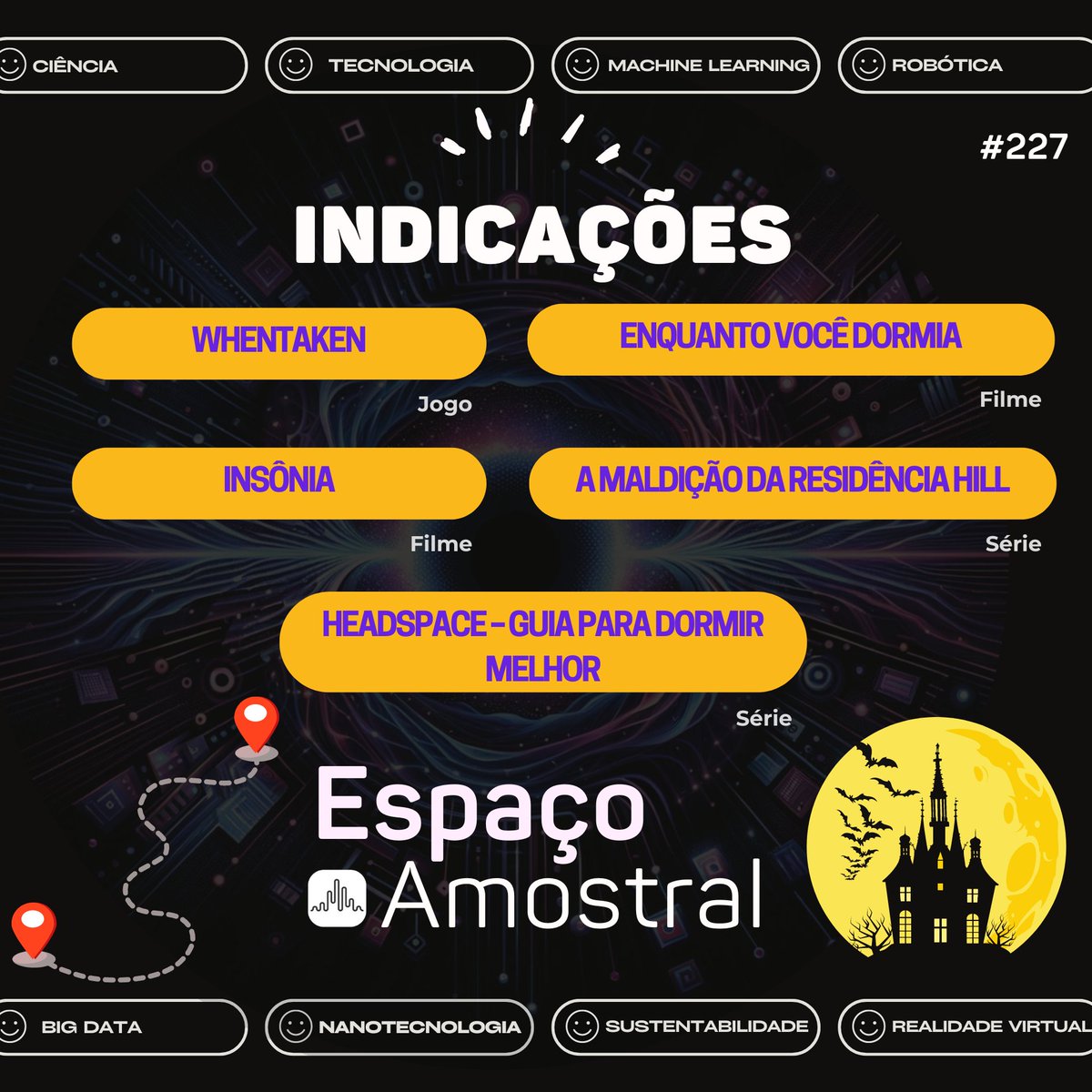 iConfPod's tweet photo. 🎙️ No Espaço Amostral, os participantes compartilham recomendações variadas. No episódio 227, as dicas de foram:

🌍📸 Jogo: WhenTaken 
💘 Filme: Enquanto Você Dormia 
🏠👻 Série: A Maldição da Residência Hill 
😴 Série: Headspace – Guia para Dormir Melhor
🕵️‍♀️ Filme: Insônia https://t.co/PNesEblz72