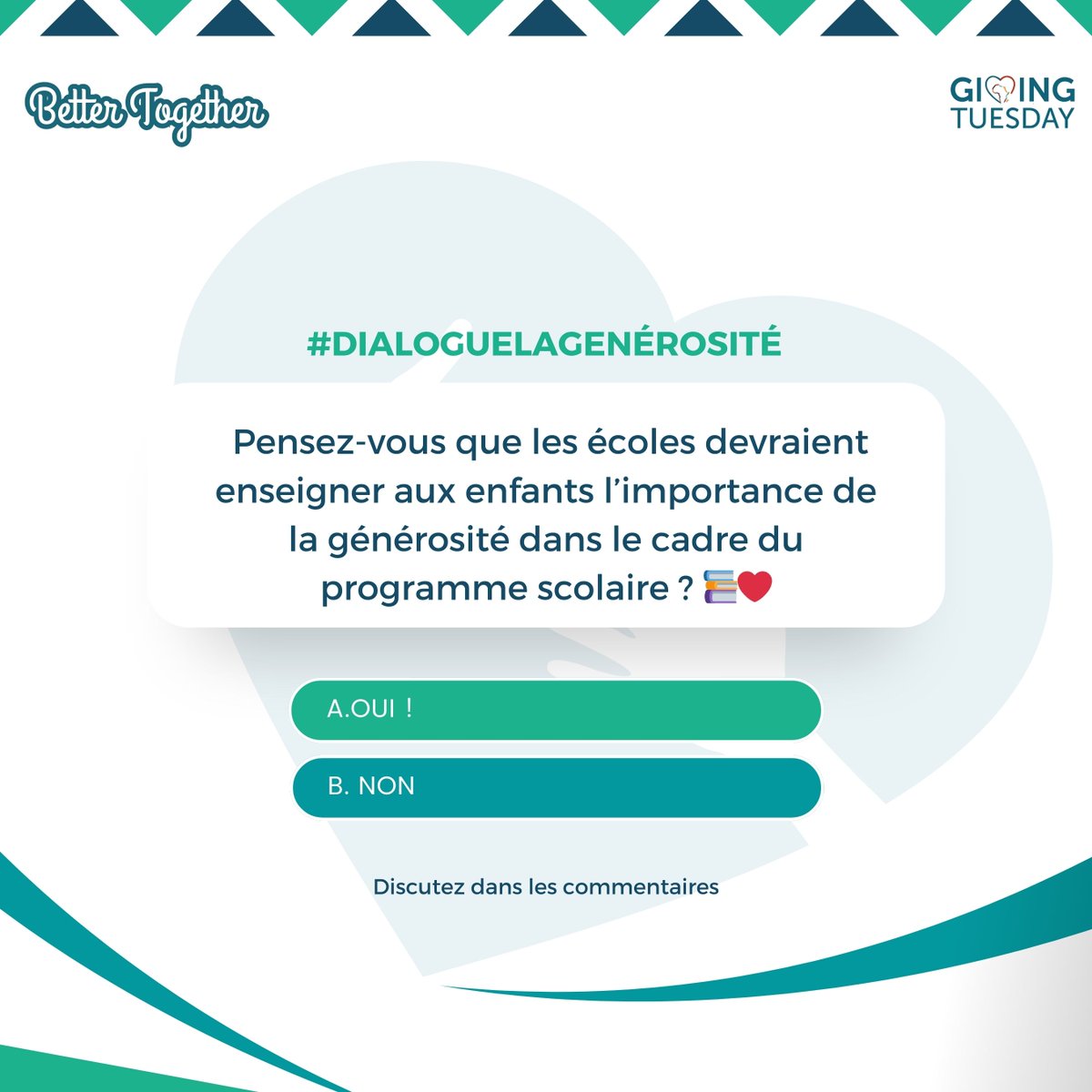 GivingTueAfrica's tweet photo. Let’s discuss #Generosity in schools!

Is generosity something that can or should be taught in schools?

#Generosity #GivingTuesdayAfrica #GivingTuesday #GiveEveryDay #OrdinaryExtraordinaryGenerosity #KindnessMatters #ShareYourStory https://t.co/hbXbTrzAbr