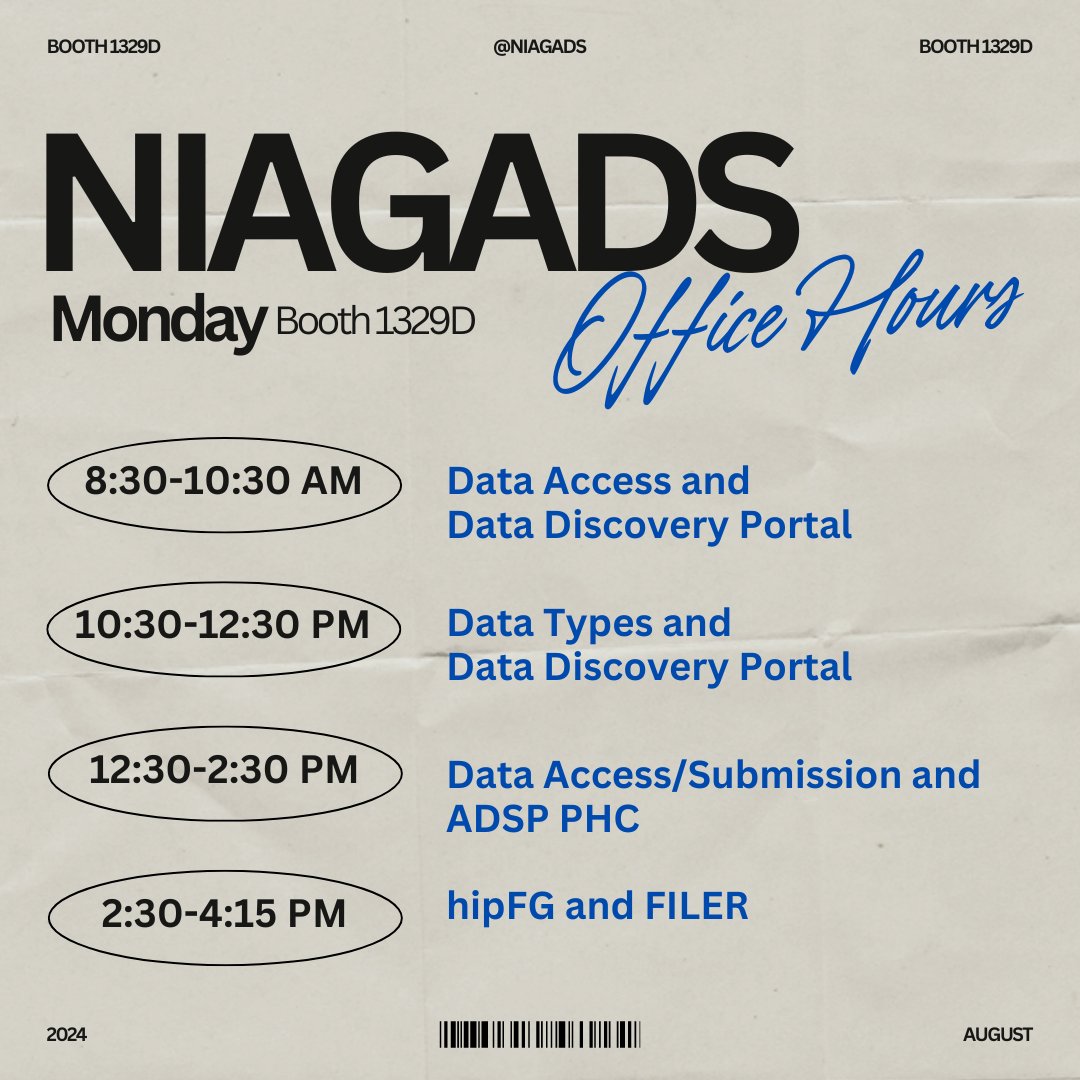 niagads's tweet image. Want to explore the data in #ADSP but don&apos;t know the best way to? Enter the Data Discovery Portal!
Visit us at #AAIC24 for our Monday Office Hours to learn more