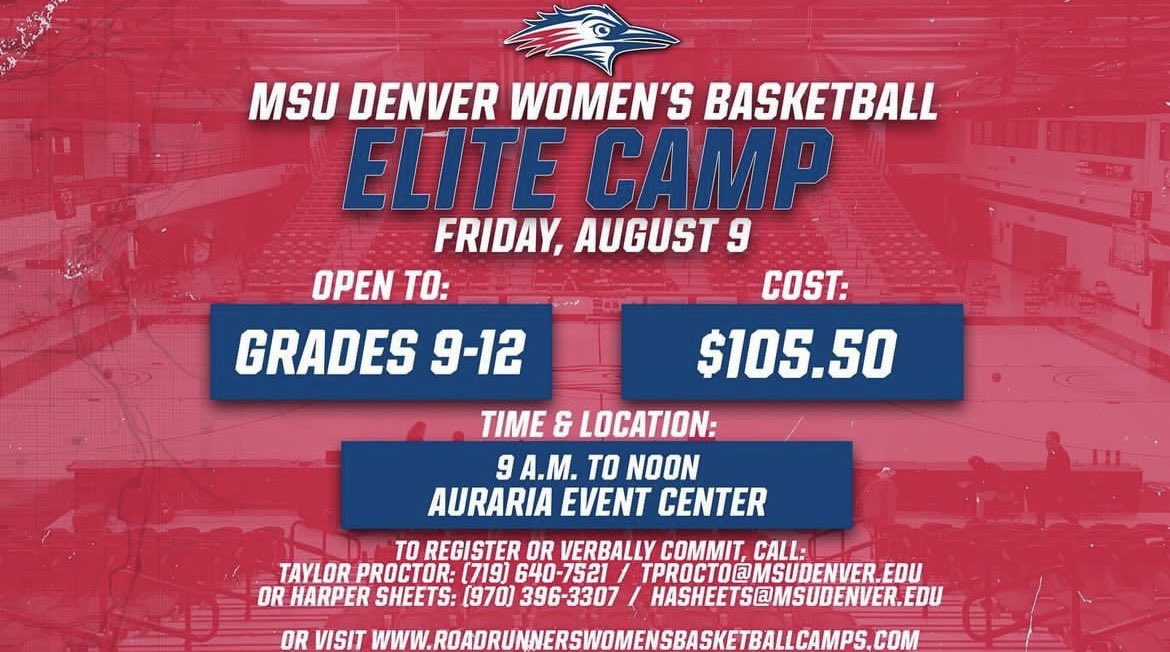 Sign up for our 2024 MSU Denver Elite Camp today! Come checkout what it’s like to be a roadrunner for a day! We look forward to seeing you there 🏀🔴🔵