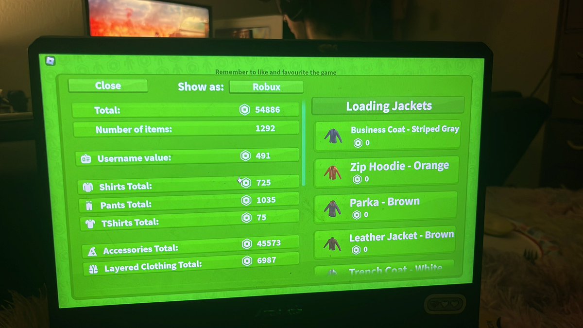 kittyakimbo's tweet image. I’m doing my Roblox account value and it’s already almost 55k and it’s only on jackets 💀 #roblox #robloxaccount