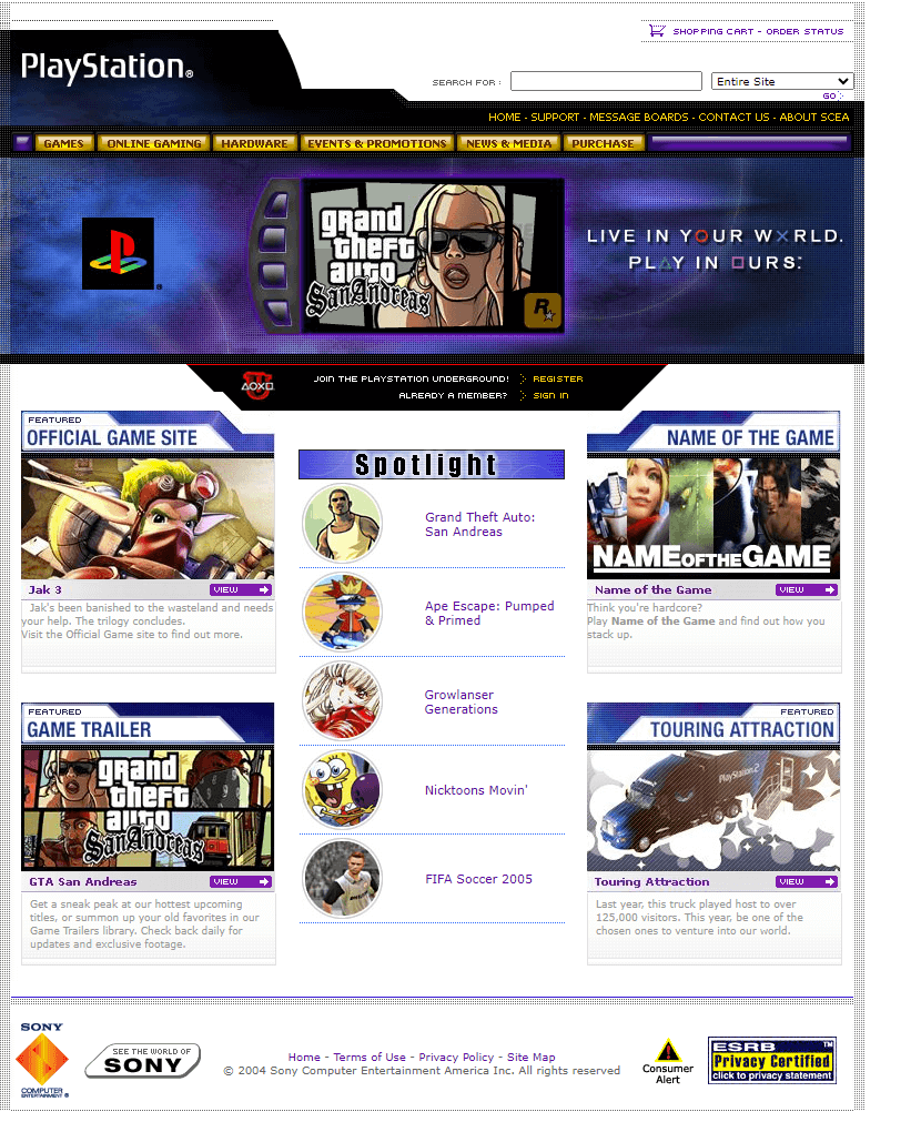 WebDesignMuseum's tweet image. PlayStation website in 2004

#WebDesignHistory