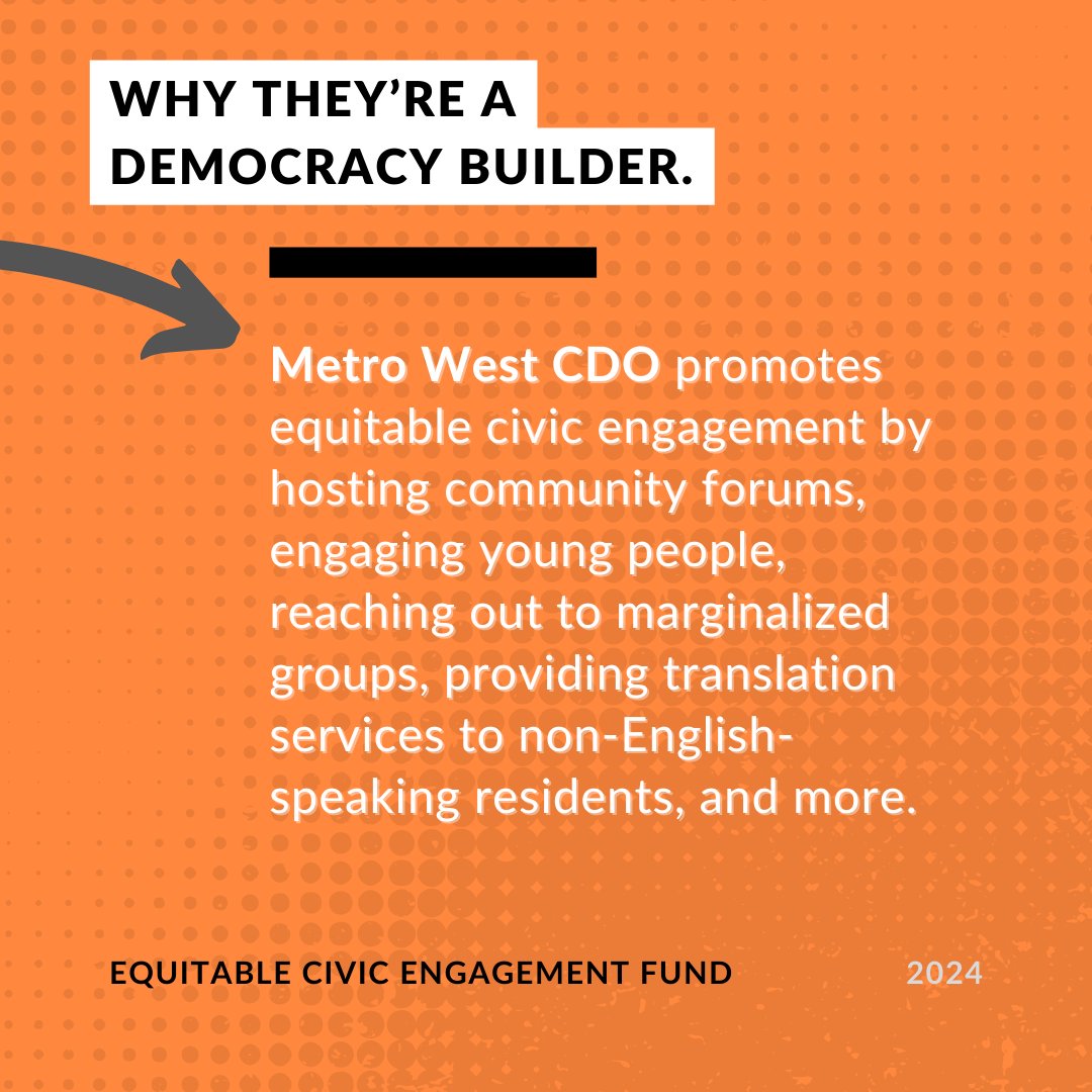 CLEVotes's tweet image. We&apos;re introducing our #ECEF Grantee 🎉

@MetroWestCLE promotes equitable civic engagement by hosting community forums, engaging young people, reaching out to marginalized groups, providing translation services to non-English-speaking residents, and more.