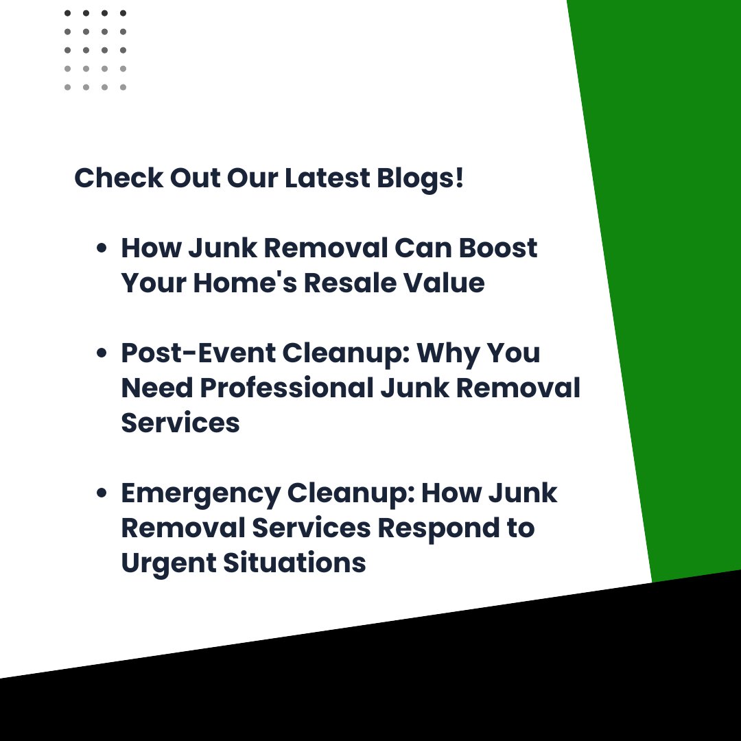 Scottcar68's tweet photo. Hey everyone! Just wanted to share some exciting news - we have some amazing new blog posts on our website!

Visit our website blog page https://t.co/jlaLkOZUZe and read our latest 3 blogs.

#JunkRemoval #ResidentialServices #CommercialServices #Recycling https://t.co/vMmBuh67ws