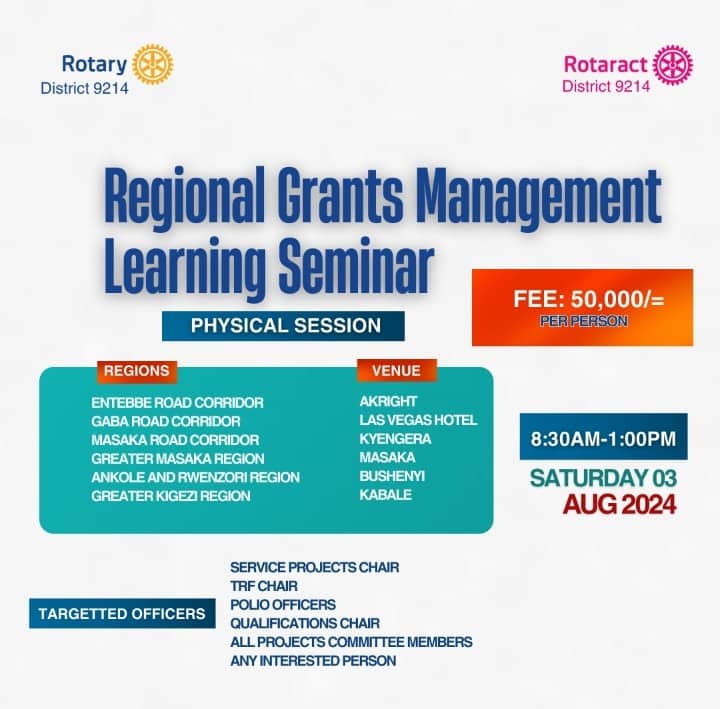 RCEntebbe's tweet image. RC Entebbe will join this! This training is crucial for optimizing the impact of your projects and enhancing our community service efforts.
Date: Saturday 3rd August 2024 Time: 8.30am
Location: Las Vegas Hotel, Bunga