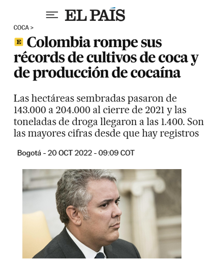 Lamento dejar de nuevo en evidencia las mentiras de <a href="/MariaFdaCabal/">María Fernanda Cabal</a>, pero el récord en cultivos de uso ilícito viene desde el gobierno que ella eligió. Solo en 2021 se sembraron 60.000 hectáreas más.