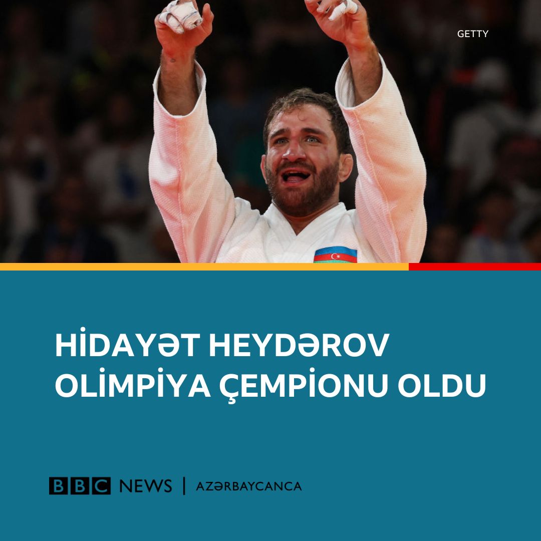 bbcazeri's tweet photo. Azərbaycan cüdoçusu Hidayət Heydərov Paris Yay Olimpiya Oyunlarında qızıl medal qazanıb. O, finalda fransalı rəqibi Joan-Benjamin Gaba-nı məğlub edə bilib. Hidayət Heydərov 73 kiloqram çəki dərəcəsində mübarizə aparırdı. https://t.co/LnDvVlmss2
