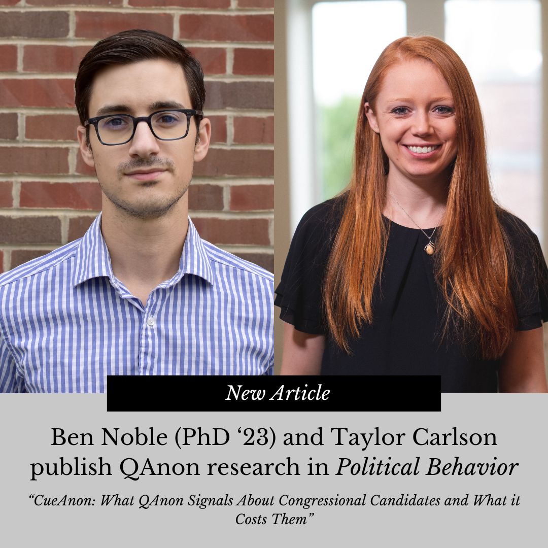 WashU Political Science (@wustlpolisci) on Twitter photo Benjamin Noble (<a href="/UCSanDiego/">UC San Diego</a>, WashU PoliSci PhD '23) and Taylor Carlson have published "CueAnon: What QAnon Signals About Congressional Candidates and What it Costs Them" in the journal Political Behavior. Read the article: buff.ly/3y562tq (1/5) <a href="/benjaminsnoble/">Benjamin Noble</a> Benjamin Noble (<a href="/UCSanDiego/">UC San Diego</a>, WashU PoliSci PhD '23) and Taylor Carlson have published "CueAnon: What QAnon Signals About Congressional Candidates and What it Costs Them" in the journal Political Behavior. Read the article: buff.ly/3y562tq (1/5) <a href="/benjaminsnoble/">Benjamin Noble</a>
