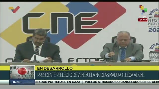 #ENVIVO | Presidente del #CNE de #Venezuela, Elvis Amoroso, manifiesta que <a href="/NicolasMaduro/">Nicolás Maduro</a> fue reelecto por la voluntad del pueblo de manera constitucional